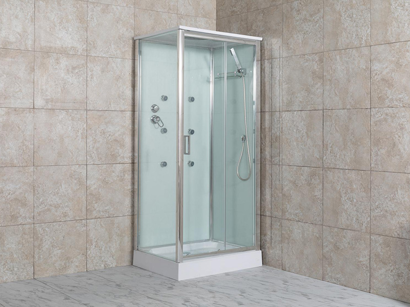 Cabine de douche en aluminium argenté et verre transparent N3RE