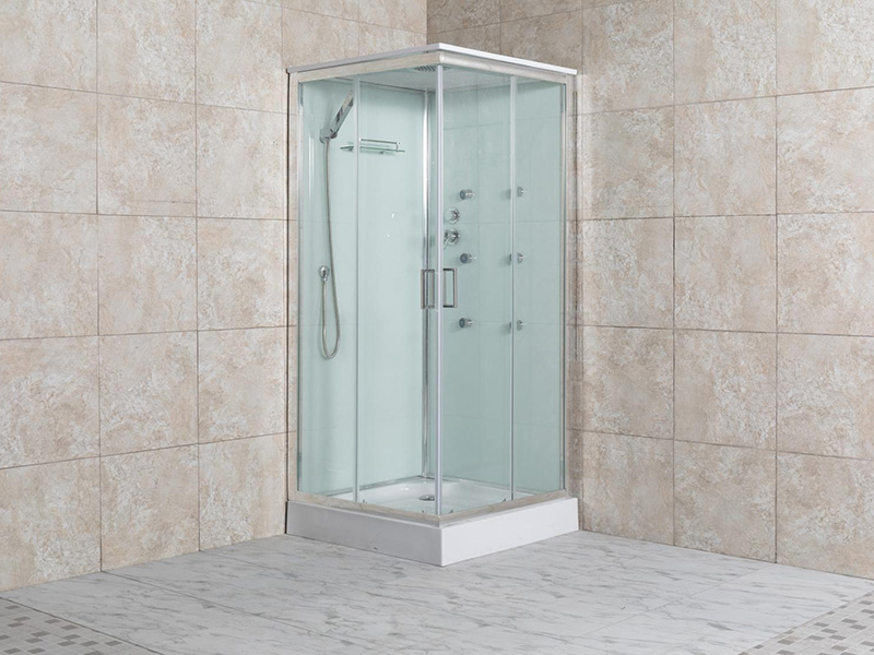 Cabine de douche carrée en aluminium argenté N3SQ