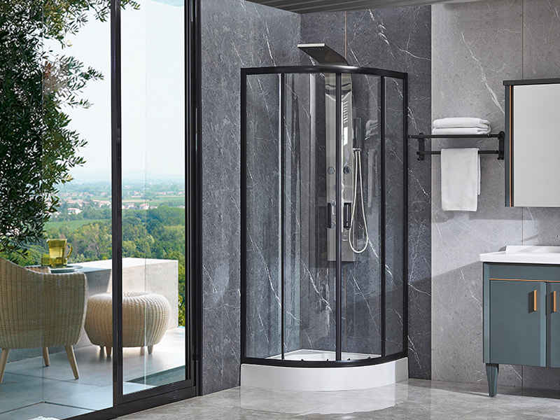 Porte coulissante en verre SE pour cabine de douche, profilé en aluminium noir