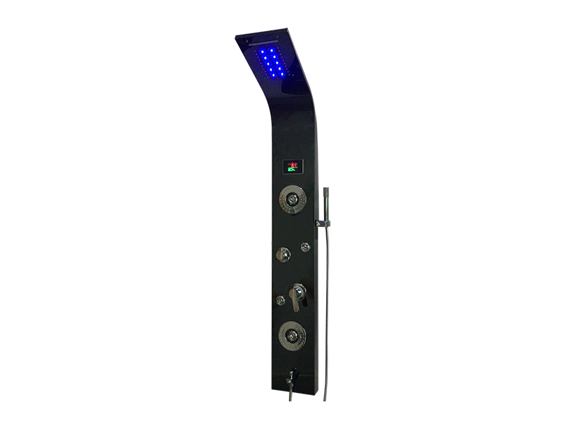 Panneau de douche en acier inoxydable noir EC-1022 avec lumière LED