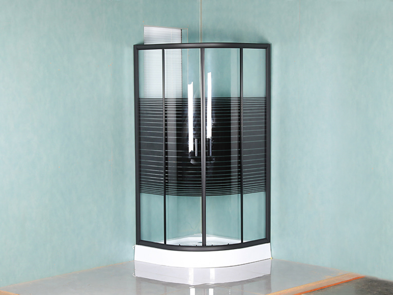 SE Cabine de douche coulissante en verre trempé avec cadre en aluminium noir